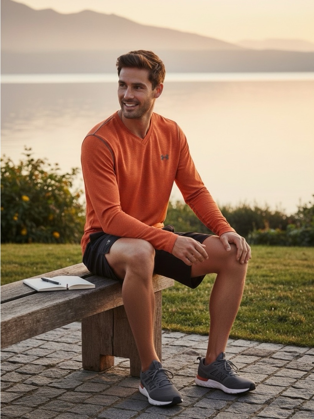 Men’s Under Armour Cold Gear Fitted Pullover Shirt Size XL Orange Activewear